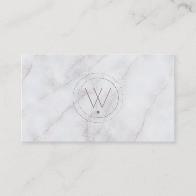 Monogramed Luxe Gray Marble Business Card (Front)