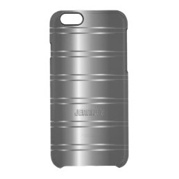 Monogramed Metallic Dark Gray Stripes Pattern Clear iPhone 6/6S Case