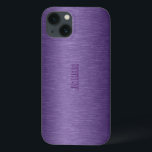 Monogramed Metallic Purple Brushed Aluminum Look iPhone 13 Case<br><div class="desc">Deep purple tones metallic brushed aluminum look. Available on other products and  8 different color. Customizable and optional monogram</div>