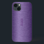 Monogramed Metallic Purple Brushed Aluminum Look iPhone 13 Case<br><div class="desc">Deep purple tones metallic brushed aluminum look. Available on other products and  8 different color. Customizable and optional monogram</div>
