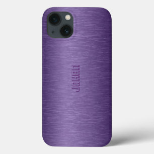Monogramed Metallic Purple Brushed Aluminum Look iPhone 13 Case