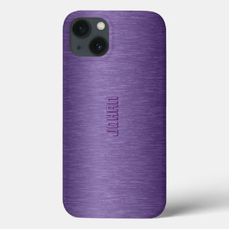 Monogramed Metallic Purple Brushed Aluminum Look iPhone 13 Case