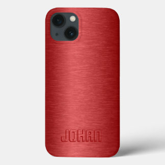 Monogramed Metallic Red Brushed Aluminum Look Case