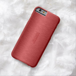 Monogramed Metallic Red Brushed Aluminum Look Barely There iPhone 6 Case