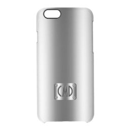 Monogramed Metallic Silver Gray With Rivets Clear iPhone 6/6S Case
