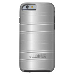 Monogramed Metallic Silver Stripes Tough iPhone 6 Case