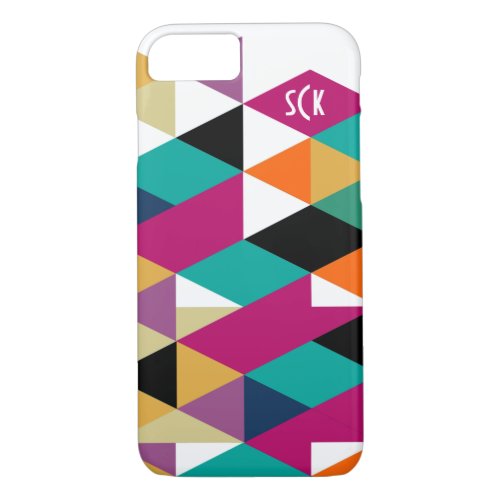 Monogramed Modern Colorful Geometric Pattern 2 iPhone 87 Case