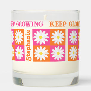 Monogramed Name Daisy Checkerboard Dopamine Decor Scented Candle