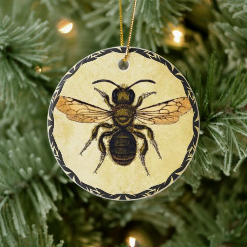 Monogramed Ornament with Vintage Bee