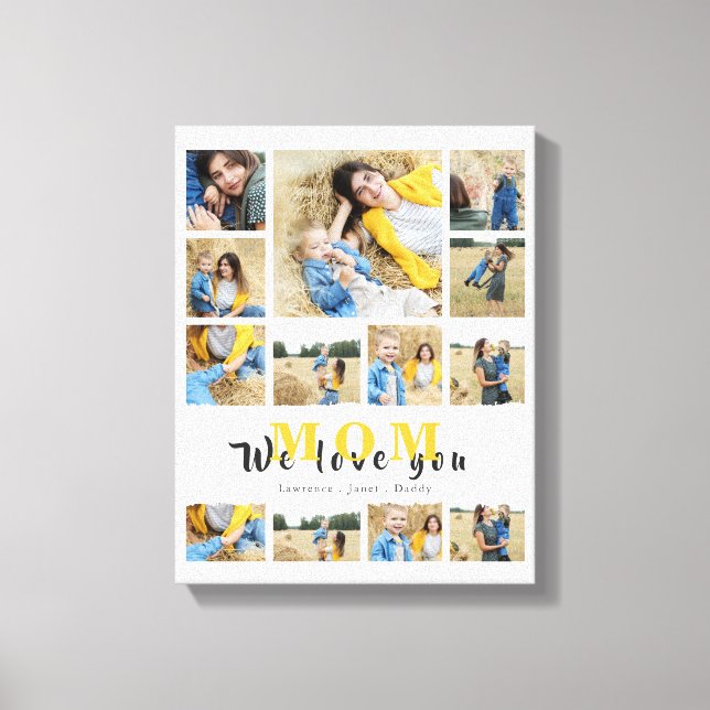 Monogramed Personalized Collage we love you mom Canvas Print (Front)