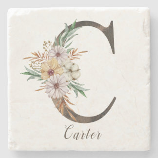 Monogramed Personalized Stone Coaster - Initial C