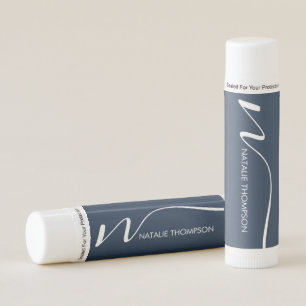 Monogramed Personalized With Name Customized Blue Lip Balm