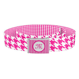 Monogramed Pink And White Houndstooth 2 Belt