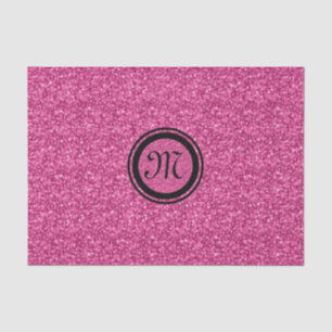 Monogramed Pink Glitter & Sparkles Black Accents Tissue Paper