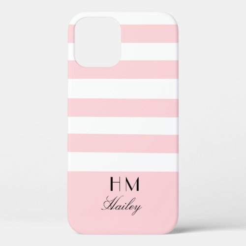 Monogramed Pink stripes trendy iPhone case