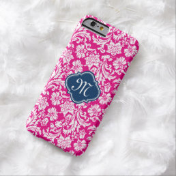 Monogramed Pink &amp; White Floral Damasks Barely There iPhone 6 Case
