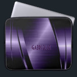 Monogramed Purple Metallic Brushed Aluminum Look Laptop Sleeve<br><div class="desc">Deep purple shiny metallic look, stainless steel pattern. Custom and optional monogram. Available on other products and can be requested for any of the products offered at Zazzle.</div>