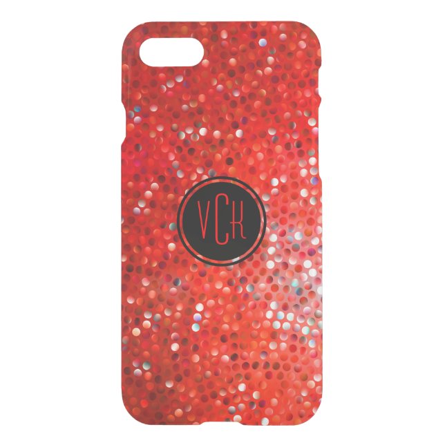 Monogramed Red Faux Glitter & Sparkles Uncommon iPhone Case (Back)