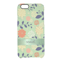 Monogramed Retro Floral Design Metallic Accent Clear iPhone 6/6S Case
