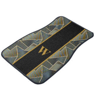 Monogramed Retro Metallic Golden Car Floor Mat