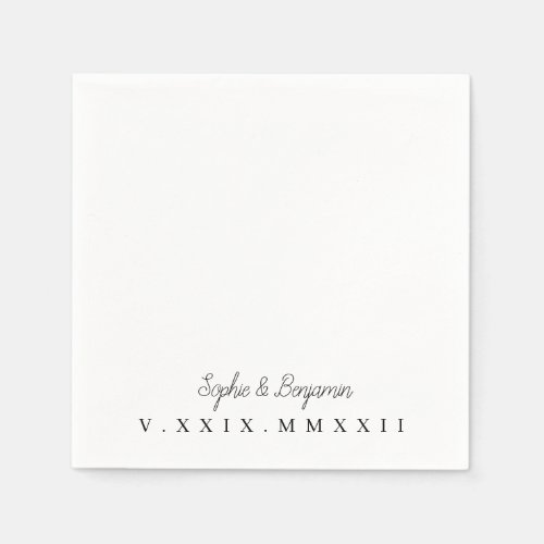 Monogramed  Roman Numeral Wedding Date  Napkins