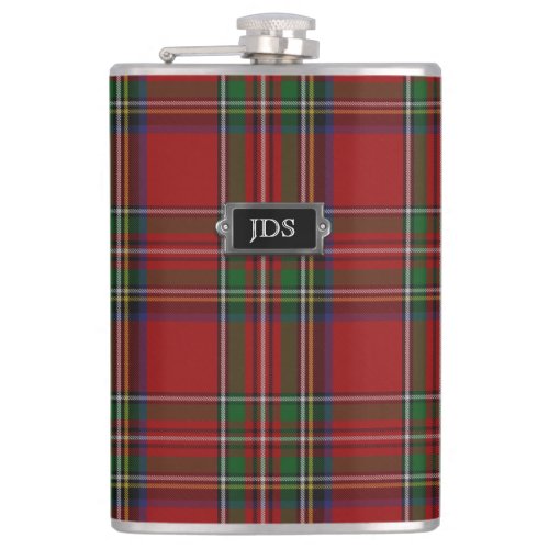 Monogramed Royal Stewart Tartan Plaid Flask