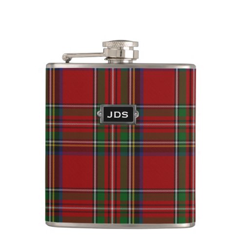 Monogramed Royal Stewart Tartan Plaid Flask