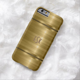 Monogramed Shiny Metallic Gold Stripes 2 Barely There iPhone 6 Case