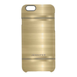 Monogramed Shiny Metallic Gold Stripes Clear iPhone 6/6S Case