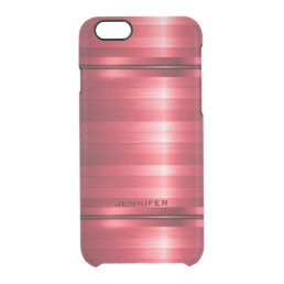 Monogramed Shiny Metallic Red Stripes Clear iPhone 6/6S Case