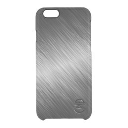 Monogramed Simple Black Brushed Metal Look Clear iPhone 6/6S Case