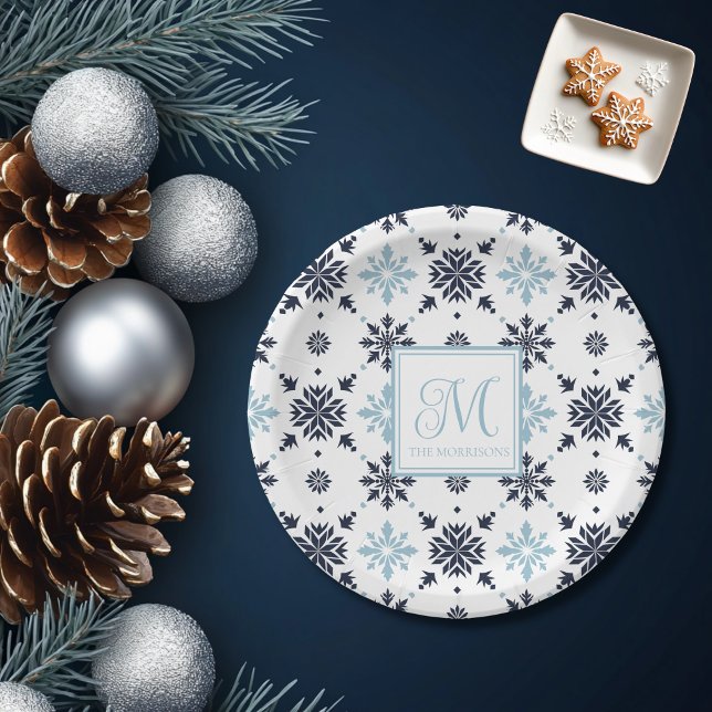 Monogramed Snowflake  Paper Plates (Creator Uploaded)