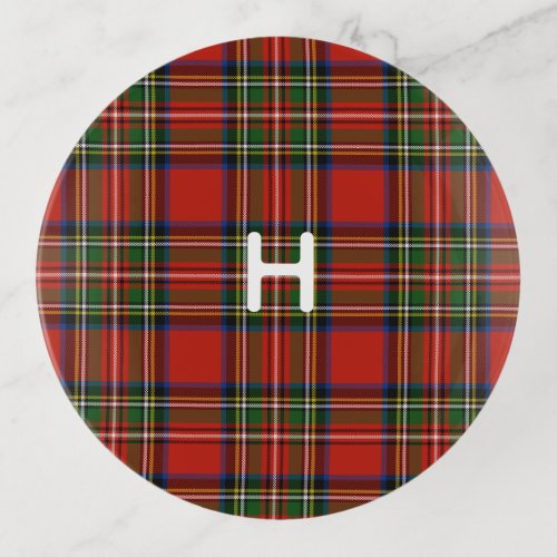 Monogramed Stewart Plaid Trinket Tray