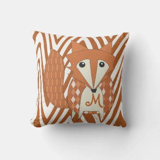 Monogramed Stylized Fox Pillow