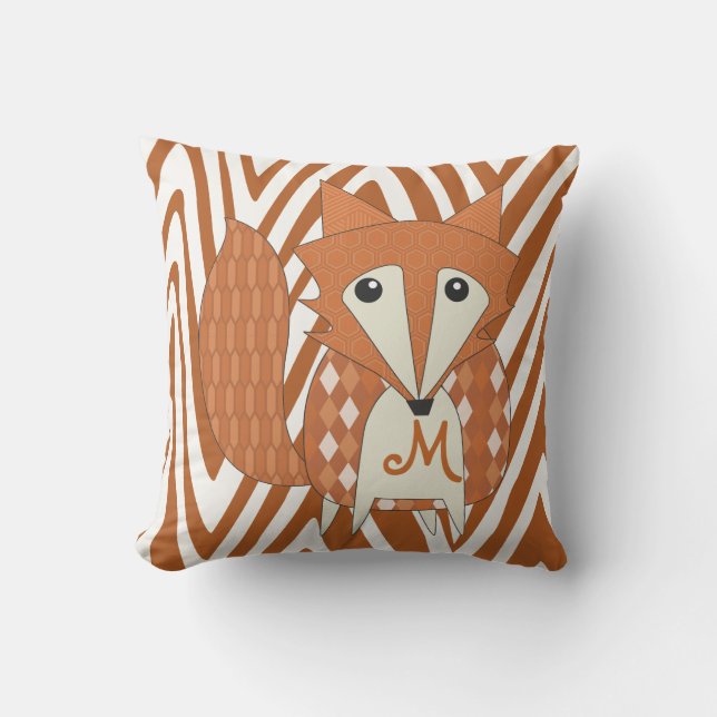 Monogramed Stylized Fox Pillow (Front)