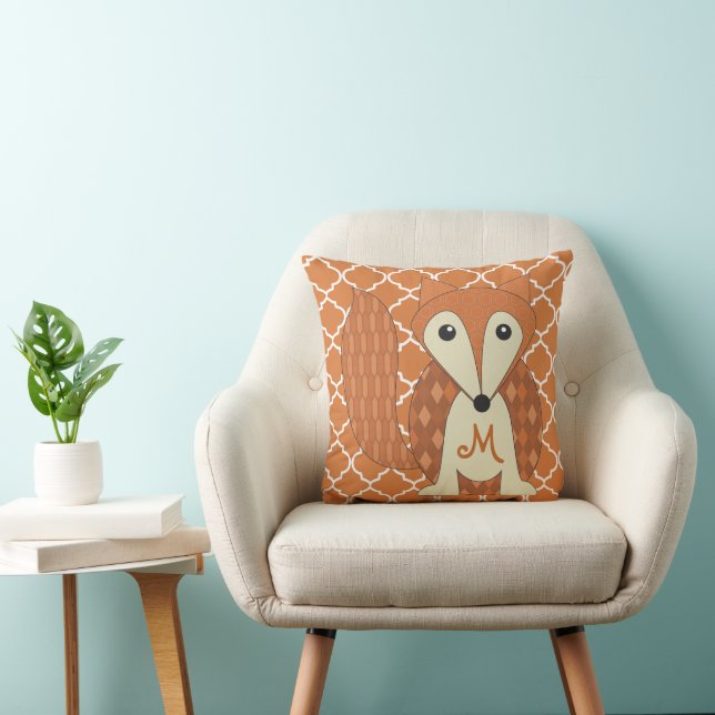 Monogramed Stylized Fox Pillow (Chair)