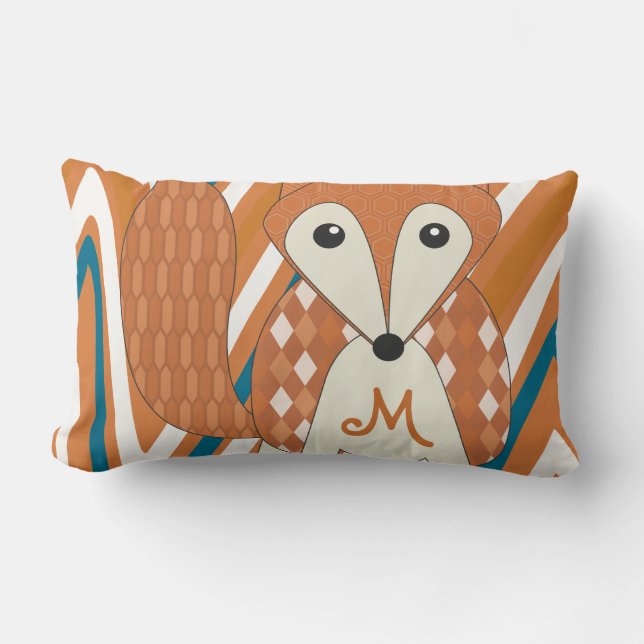 Monogramed Stylized Fox Pillow (Front)