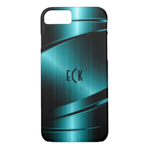 Monogramed Turquoise Green Metallic Design iPhone 87 Case