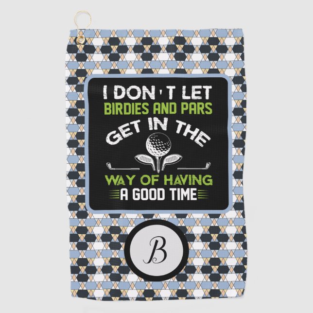 Monogramed Typography Humor  Golf Towel (Front)