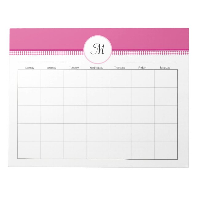 Monogramed Weekly Planner 40 pg 11 x 8.5 Notepad (Front)
