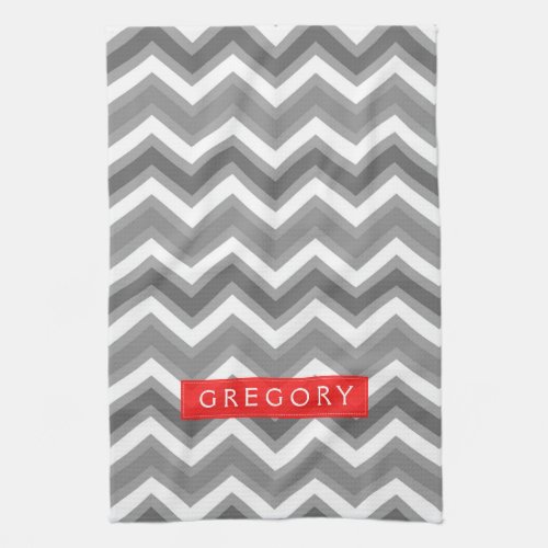 Monogramed White And Gray Chevron Pattern 2 Towel