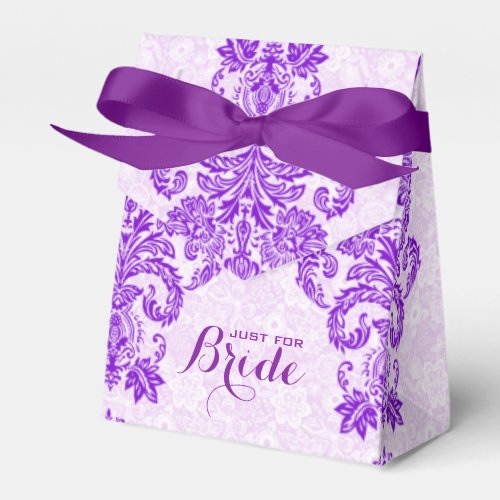 Monogramed White And Purple Floral Lace Ornament Favor Boxes