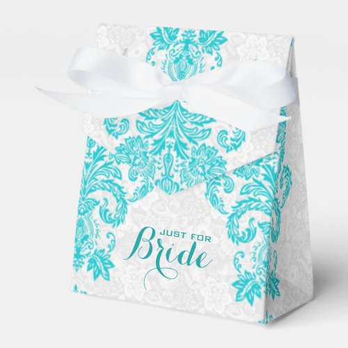 Monogramed White And Turquoise Floral Ornament Favor Boxes