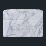 Monogramed White Marble Stone Pattern iPad Mini Cover<br><div class="desc">White and gray marble stone grain pattern. Not real marbler just an image of it. Custom optional monogram.</div>