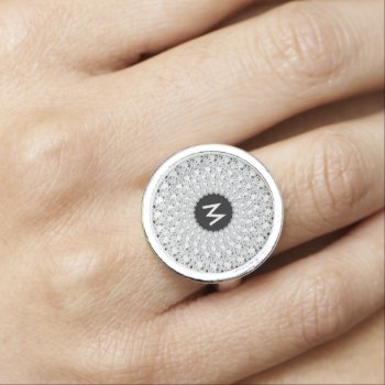 Monogramed White Sparking Diamonds Ring by artOnWear at Zazzle