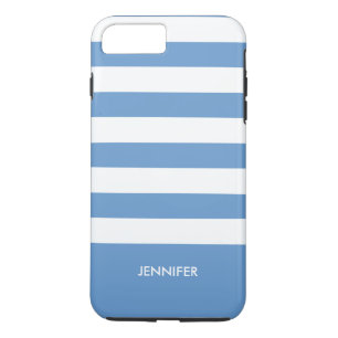 Monogramed White Stripes Sky Blue Background iPhone 8 Plus/7 Plus Case