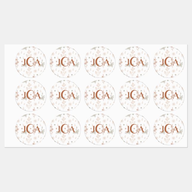 Monogramed Wildflower Adhesive Labels (Sheet)