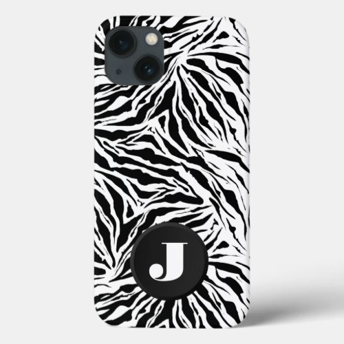 Monogramed Zebra Print iPhone 13 Case