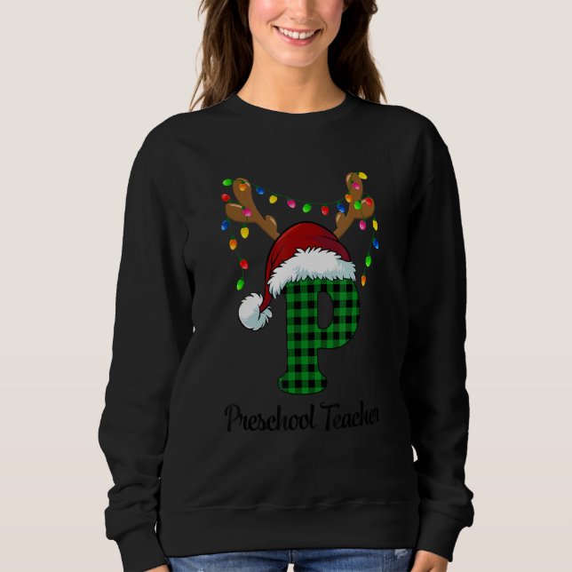 Monogramm Alphabet Preschool Teacher Christmas Rei Sweatshirt (Front)