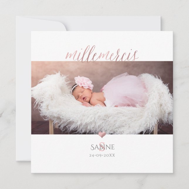 Monogramme de bricolage en D'or Rose  Remerciement Invitation (Front)